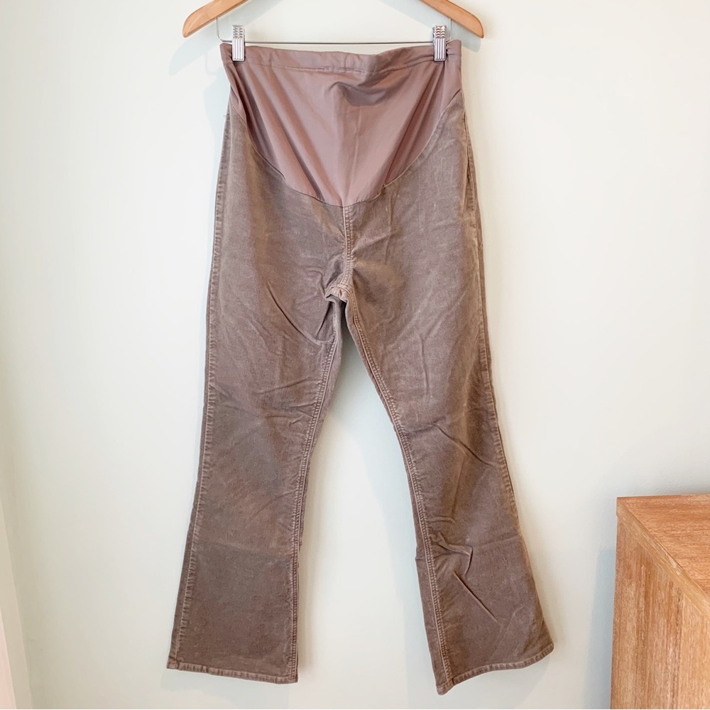 GAP Vintage Maternity Modern Boot Cut Velvet Velour Stretch Taupe Pants Small S